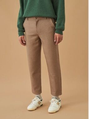 Bound Dogtooth Woven Cropped Trouser Men's Size Large Tan Brown NWT (I)